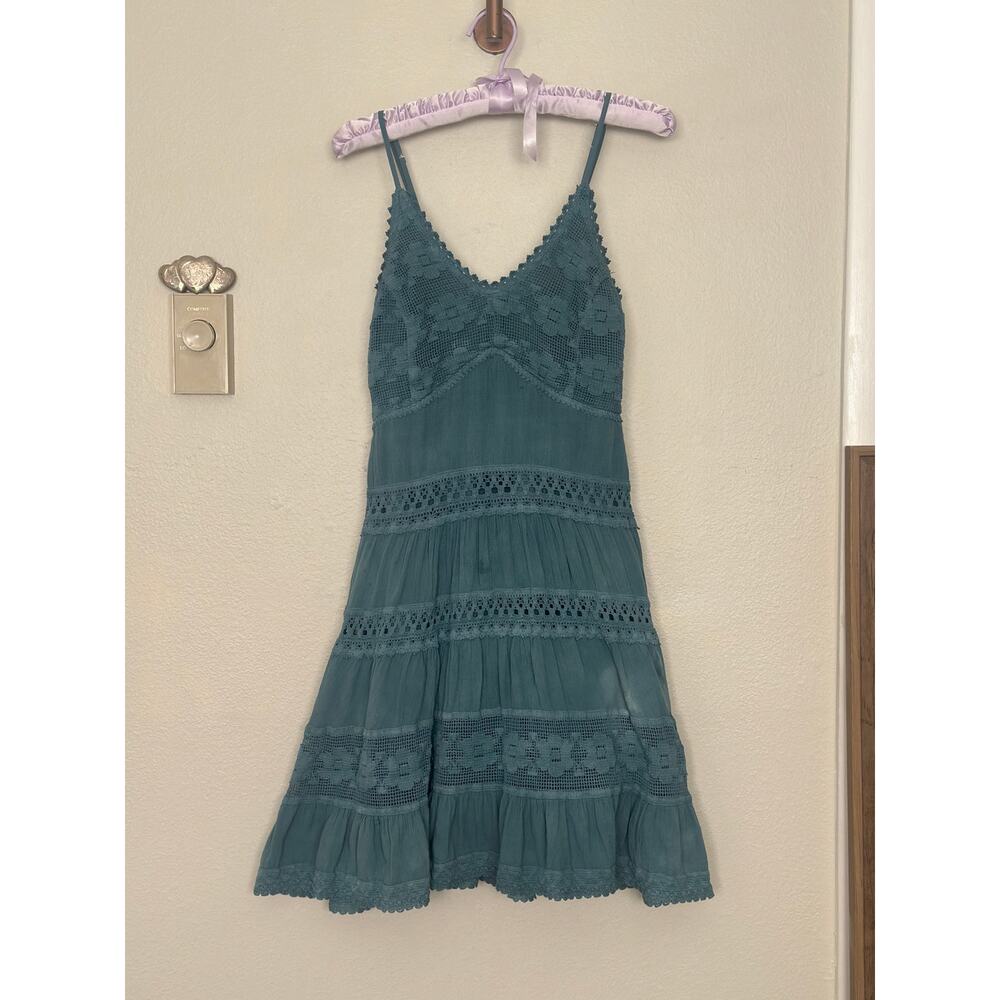 Scully Teal Lace-Trim Mini Dress - Picture 3 of 7